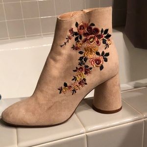Zara pink and floral heeled booties
